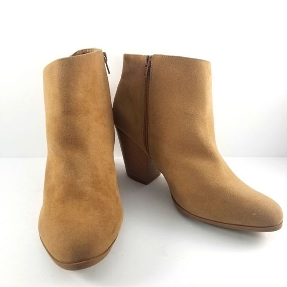 Tan Faux Suede Ankle Booties Size 12 by Just Fab. S646 - Picture 1 of 7